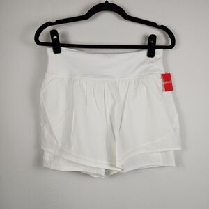 SPANX Get Moving Shorts 5" Built-in Liner Short Active Gym Tennis Golf White L